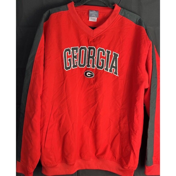 Georgia Bulldogs NCAA Athletics Pullover Jacket Windbreaker V Neck Men's sz M - Picture 1 of 12